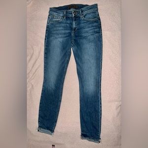 Joe’s The Markie Crop jeans. Skinny crop. Frayed cuff hem.